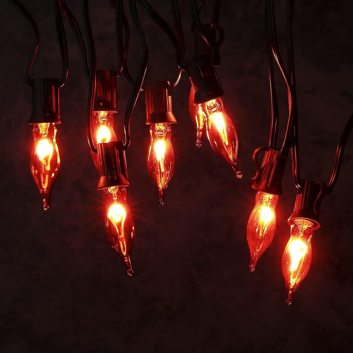 12 Pack Christmas Flicker Flame Light Bulbs, Crystal Clear Chandelier Flickering E12 Candelabra Base Replacement Bulbs for Electric Window Candles Indoor Outdoor String Light, 1 Watt, 120 Volts