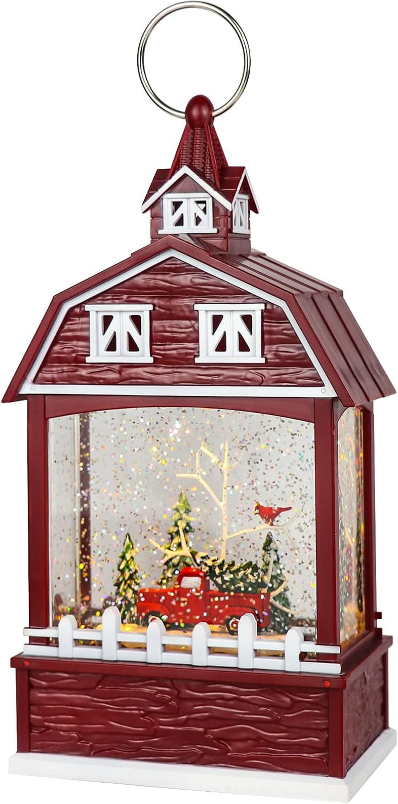 Red Truck Musical Snow Globe Lantern with 6H Timer