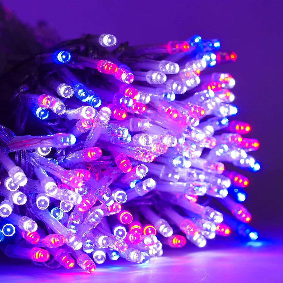 300 LED Indoor String Lights, 100 FT Plug in Waterproof String Lights with 8 Modes for Halloween Thanksgiving Christmas Garden Decoration, Indoor and Outdoor Decoration (Blue, Red and White)