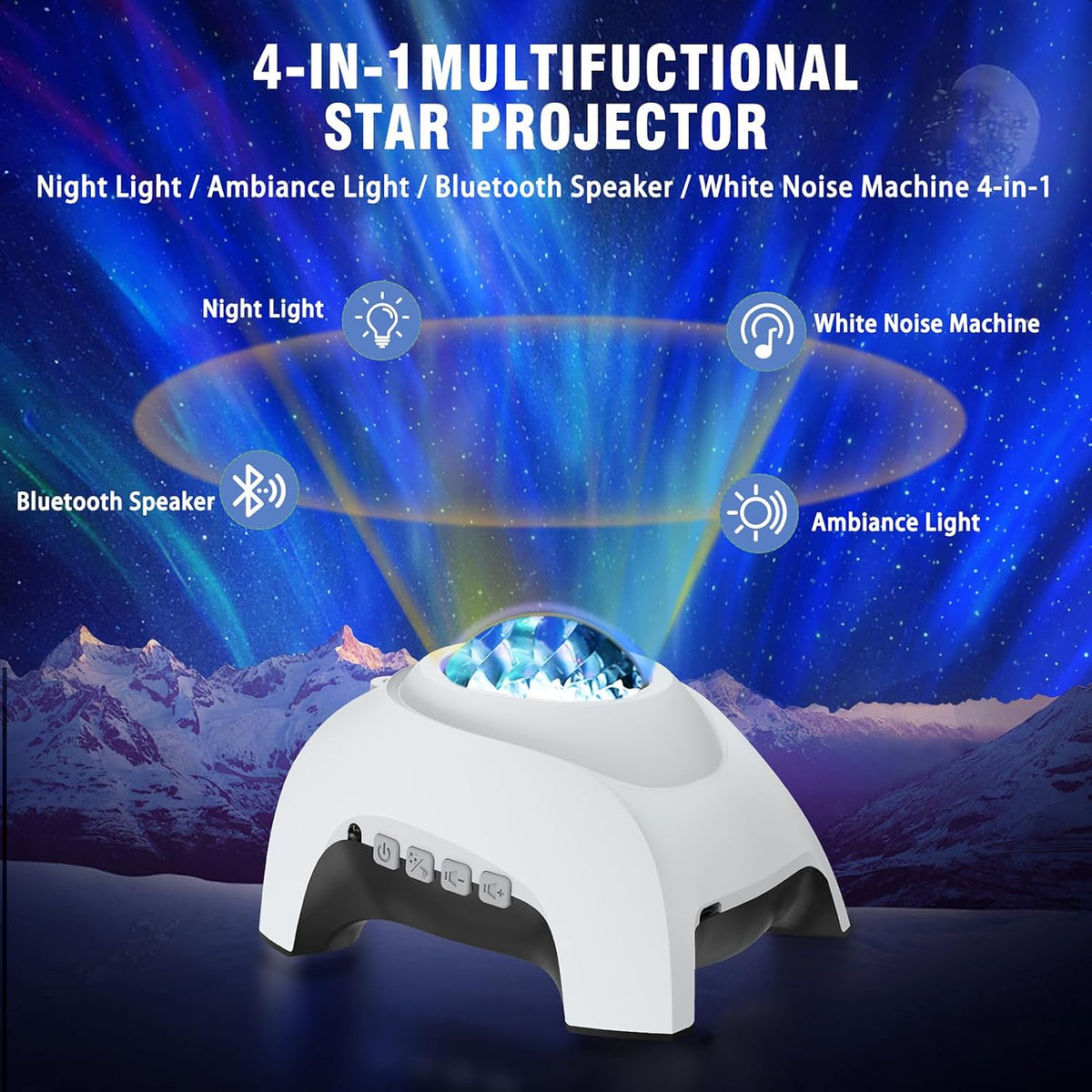 Star Projector,  Galaxy Projector, Northern Lights Aurora Projector for Bedroom with Music Bluetooth Speaker and White Noise, Starry Night Light Projectors for Kids Adults