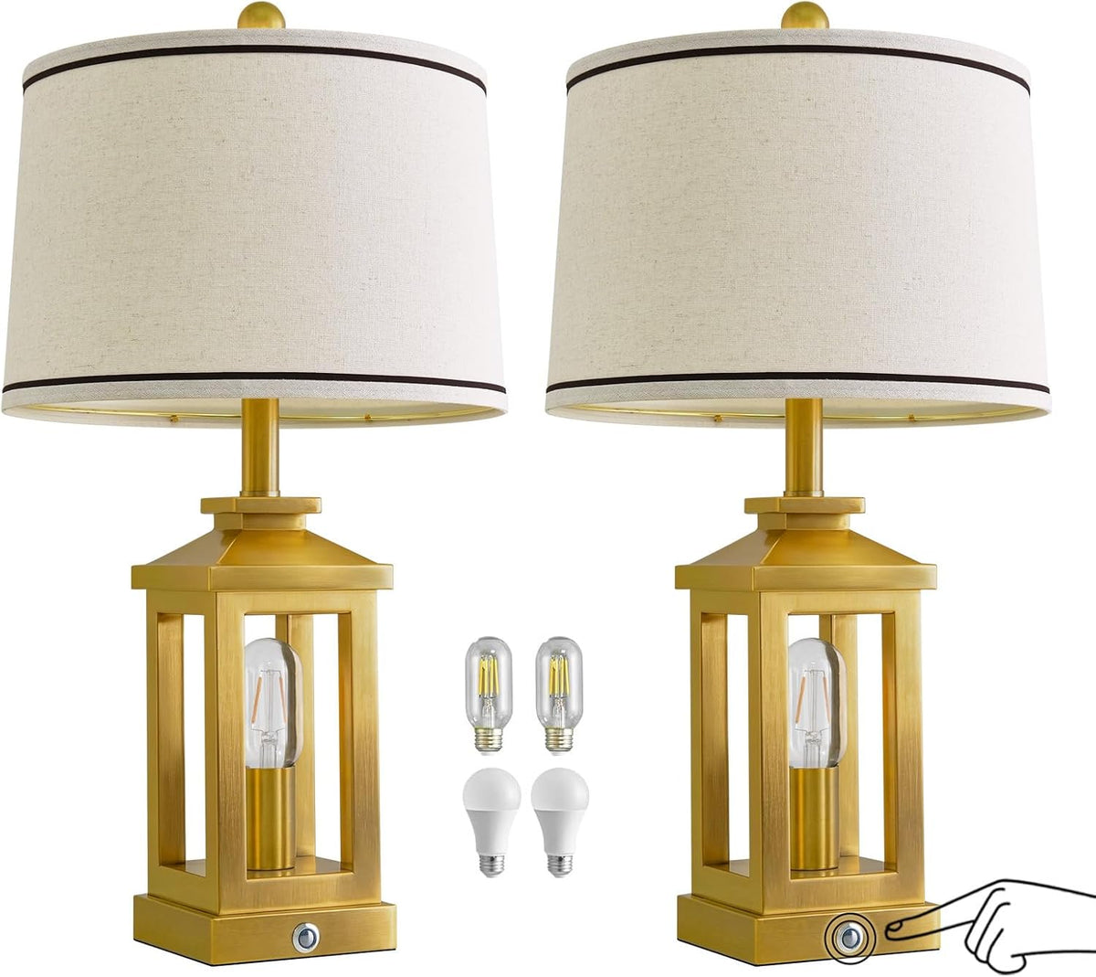 Modern Table Lamps Set of 2 for Living Room 23.75" Bedroom Nightstand Lamps